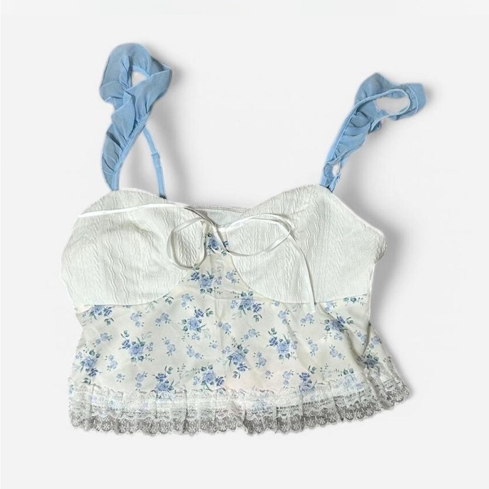 SHEIN Blue Floral Lace Camisole